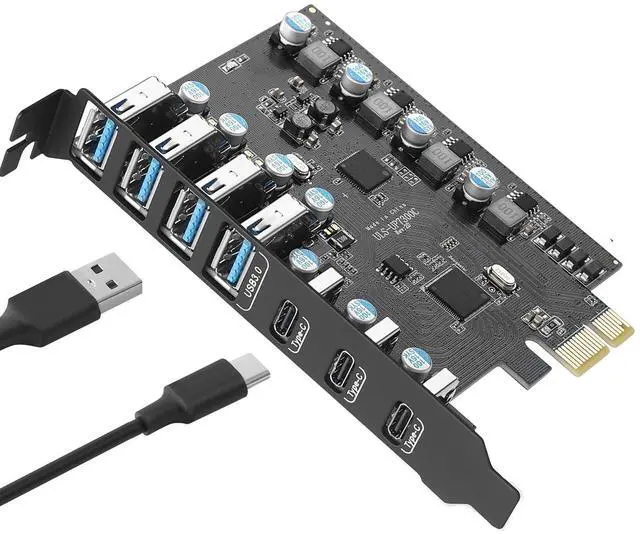 Main image of WRIARICH PCI Express Expansion Card, USB 3.0 7 Port Front Expansion Card, Connect 7 Devices Expanded - (3X USB C - 4X USB A)