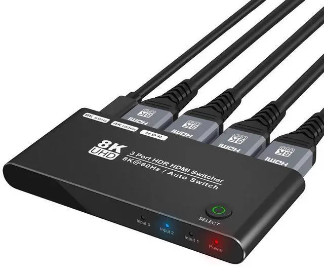 Main image of WRIARICH HDMI 2.1 Ultra HD 8K High Speed 48Gbps Switcher Only 3in 1out 8K@60Hz 4K@120Hz Converter Compatible with Xbox PS5 Projectors Monitors
