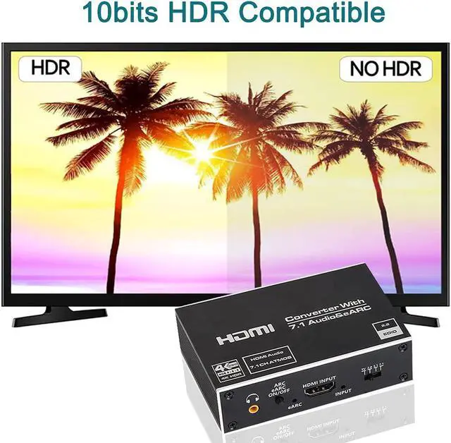 Alt view image 5 of 7 - WRIARICH 4K HDMI Audio Extractor Splitter, HDMI to HDMI + Optical Toslink SPDIF + 3.5mm Audio Jack + Coaxial + 7.1Ch HDMI Audio Support ARC and eARC Function