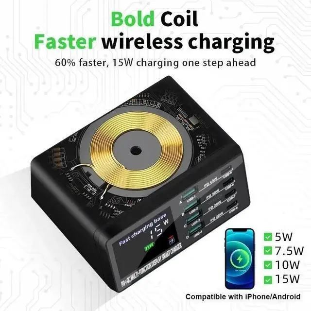 Alt view image 5 of 7 - WRIARICH 110W USB Charging Station, 8-Port Charging Hub for Multiple Devices, 45W PD3.0 Fast Charging Laptop Power Adapter for Mobile Phones, Tablets Smartphones, Home Office Use