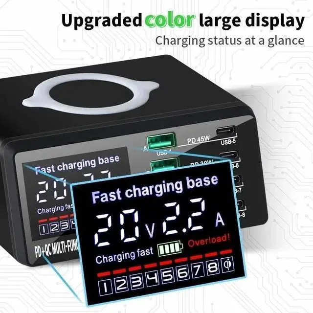 Alt view image 6 of 7 - WRIARICH 110W USB Charging Station, 8-Port Charging Hub for Multiple Devices, 45W PD3.0 Fast Charging Laptop Power Adapter for Mobile Phones, Tablets Smartphones, Home Office Use
