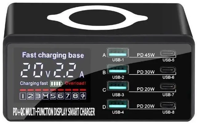 Main image of WRIARICH 110W USB Charging Station, 8-Port Charging Hub for Multiple Devices, 45W PD3.0 Fast Charging Laptop Power Adapter for Mobile Phones, Tablets Smartphones, Home Office Use