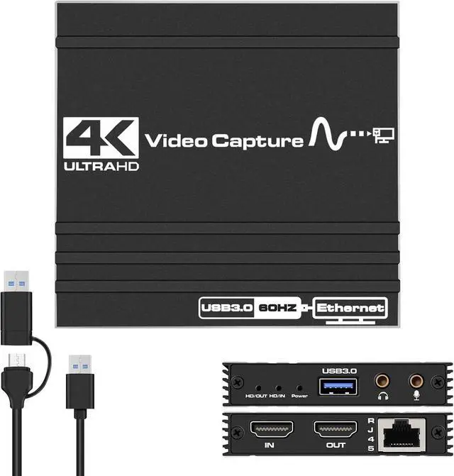 Main image of WRIARICH 4K Capture Card for Live Streaming, 1080P 60FPS Game Capture Card with Gigabit LAN USB & Microphone HDMI Loop-Out, Capture Card for Game Recording, Live Streaming Broadcasting
