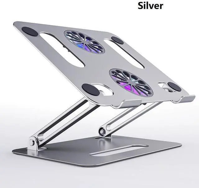 Main image of Laptop Tablet Stand with Dual High-speed Fan, Aluminum Ergonomic Foldable Laptop Tablet Mount Computer Stand for Desk, Laptop Tablet Riser Notebook Stand Compatible with 11-17.3 inch Tablet Notebook