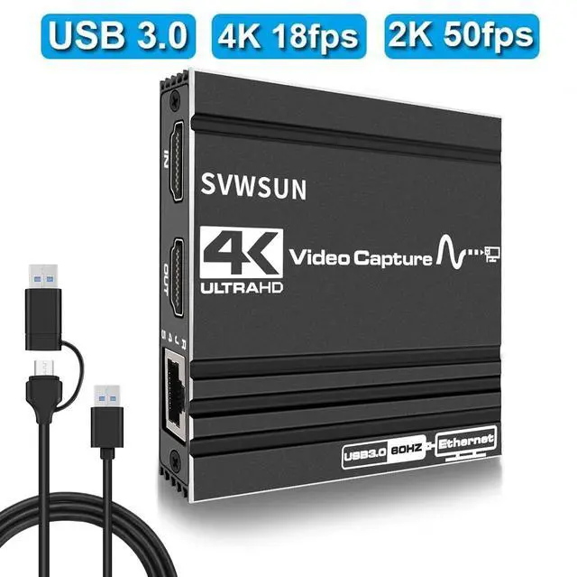 Main image of WRIARICH External USB Capture Card with Gigabit Ports, Stream and Record in 1080p 60FPS 4K@60Hz with ultra-low latency on Nintendo Switch/PS5/OBS/PC/Camera, in OBS and more, works with PC and Mac