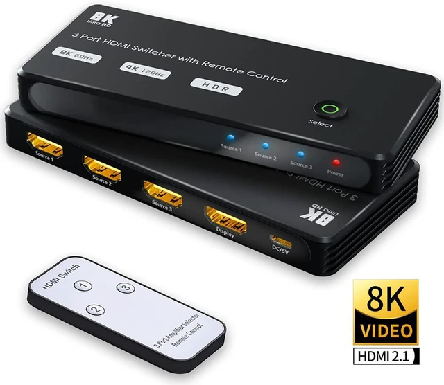 Main image of WRIARICH HDMI Switch with IR Remote, 8K 4K 120hz Ultra HD 8K High Speed 48Gbps Directional HDMI Switch 3in 1out 8K@60Hz 4K@120Hz Splitter Converter Compatible with Xbox PS5 Projectors Monitors
