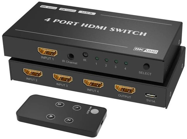 Main image of HDMI 2.1 Directional Switch with Remote Control, Ultra HD 8K High Speed 48Gbps Only 4in 1out 8K@60Hz 4K@120Hz Converter Compatible with Xbox PS5 Projectors Monitors (8k hdmi 2.1 Switch)