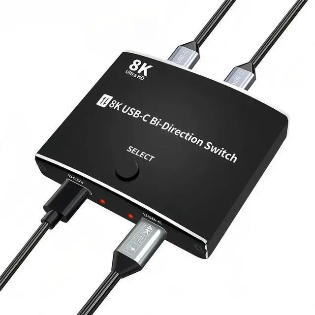 Main image of USB C Switch, 8K 60Hz 2 in 1 Output USB3.1 Type C Data Transfer Splitter, 10Gbps Data Transfer PD 100W Power Delivery Share Monitor Switch Selector with Power Indicator for PCs