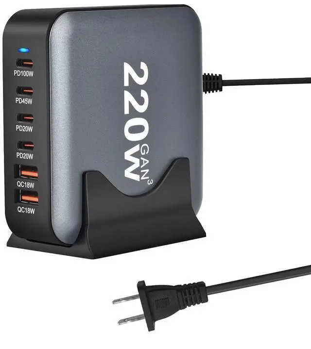 Main image of WRIARICH 6-Port USB C Charger 220W PD3.0 QC3.0 USB C Desk Charger Portable Adapter Charging Station Hub Compatible with iPhone 16/15/14/13/13 Pro Max/MacBook/iPad Pro/Galaxy