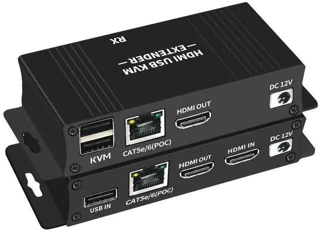 Main image of WRIARICH 60M HDMI KVM Extender Over Cat5e Cat6 1080P HDMI USB KVM Extender Transmit with Loop Out Support USB Keyboard Mouse Extension