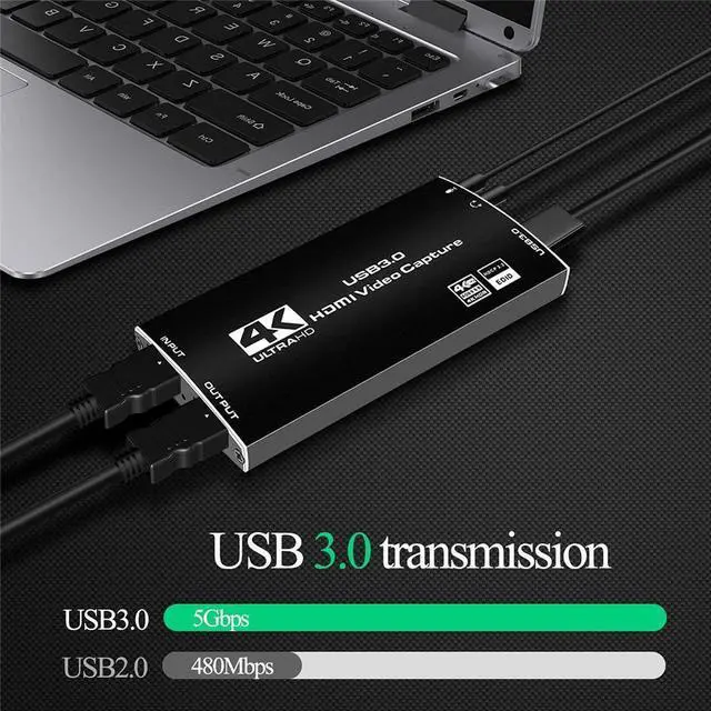 Alt view image 4 of 7 - Capture Card, Audio Video Capture Card with Microphone 4k@60hz HDMI Loop-Out, 4K@30fps 1080p60fps Video Recorder for Gaming/Live Streaming/Video Conference, Support HDR, EDID, HDCP2.2