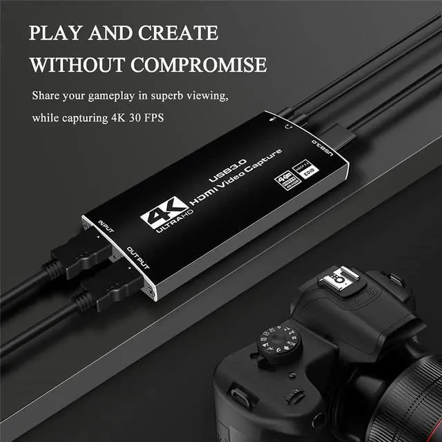 Alt view image 5 of 7 - Capture Card, Audio Video Capture Card with Microphone 4k@60hz HDMI Loop-Out, 4K@30fps 1080p60fps Video Recorder for Gaming/Live Streaming/Video Conference, Support HDR, EDID, HDCP2.2