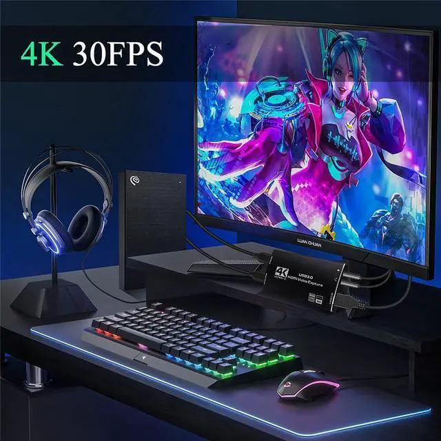 Alt view image 3 of 7 - Upgraded 4k@60hz Audio Video Capture Card,HD Video Capture,HDMI USB 3.0 Video Grabber Device, Support HDR, EDID, HDCP2.2 for Game Recording, Live Streaming Broadcasting (Black)