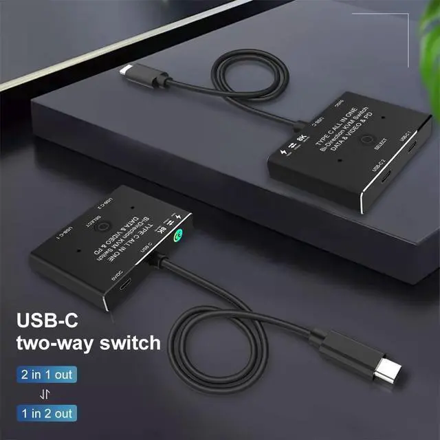 Alt view image 2 of 7 - WRIARICH USB-C USB3.1 Type-C 8K Switch Bi-Direction 8K@30Hz 4K@120Hz Power Delivery 100w 10Gbps Data Transfer Multi-Function Splitter Converter (8K)