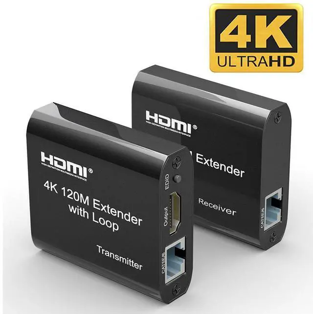 Main image of WRIARICH 4K 120M HDMI Extender Over Cat5e/6 RJ45 Ethernet Cable 4K@30HZ Audio Video Splitter Up to 120M Support Laptop DVD TV