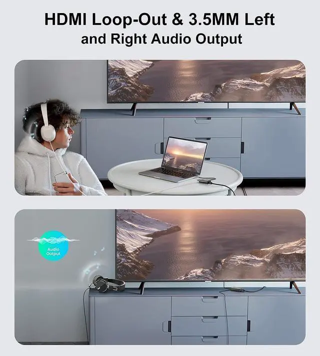Alt view image 4 of 7 - WRIARICH 4K 120M HDMI Extender Over Cat5e/6 RJ45 Ethernet Cable 4K@30HZ Audio Video Splitter Up to 120M Support Laptop DVD TV