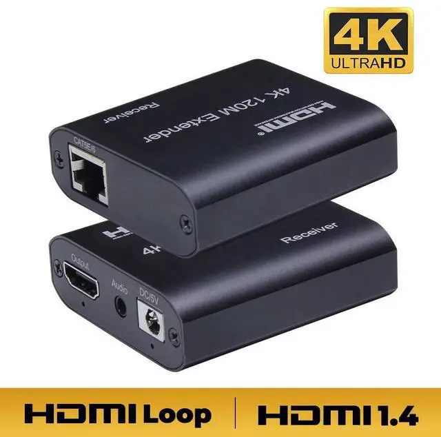 Main image of WRIARICH 4K 394ft HDMI Extender Over Cat5e / Cat6 / Cat7 Ethernet Cable with Loop-Out, Audio