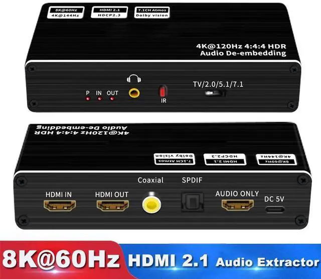 Main image of WRIARICH HDMI2.1 Audio Extractor 8K 60Hz Audio Converter RGB4:4:4 HDMI Audio Converter Optical TOSLINK SPDIF 7.1CH For PS4/PS5/XBOX