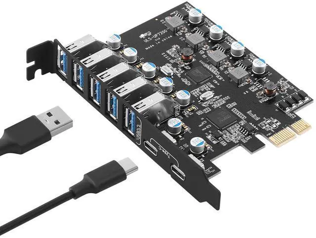 Main image of WRIARICH PCIE to USB Expansion Card, 7-Port (5X USB 3.2 A,2X USB C) Superspeed 10Gbps Front Expansion Card, USB PCIE Expansion Card for Win XP Win7 Win 8 Win 10 Win 11 Linux