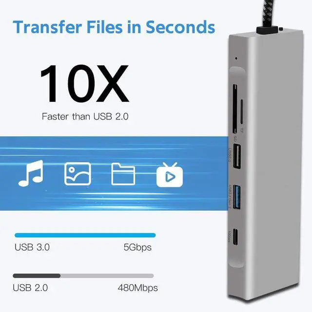 Alt view image 5 of 7 - WRIARICH Laptop Docking Station, 8 in 1 USB C Hub Multiport Adapter Dongle with 4K HDMI, 10Gbps USB C, 100W PD, M.2 SSD Enclosure, SD/TF, USB3.2 Ports,USB-A, Mic/Audio for MacBook/USB-C Laptop