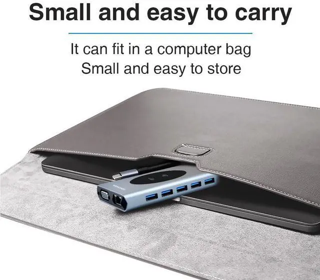 Alt view image 7 of 7 - Dual Monitor USB C Docking Station, Dual HDMI & VGA Adapter, PD, Ethernet, SD TF Card Reader, 5xUSB3.0 Ports, Mic/Audio,Wireless Charging USB C Hub, Thunderbolt Dock Compatible for MacBook Air Pro