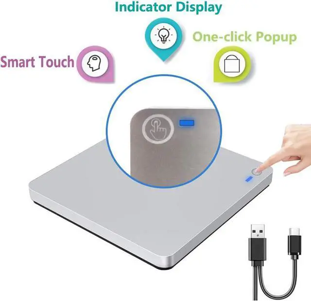 Alt view image 6 of 7 - WRIARICH External DVD Blu-Ray Burner Drive, USB 3.0/Type-C Portable CD/DVD Player for Laptop CD Drive Reader Writer Burner with One Touch Pop up for Laptop Desktop PC Windows Linux Apple Mac