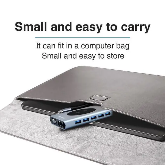 Alt view image 7 of 7 - Dual Display 14 in 1 USB C Hub with VGA Dual HDMI, PD, Ethernet, SD TF Card Reader, 5xUSB3.0 Port, Mic/Audio,Ethernet,Wireless Charging Type C Adapter Docking Station Compatible for MacBook Air Pro