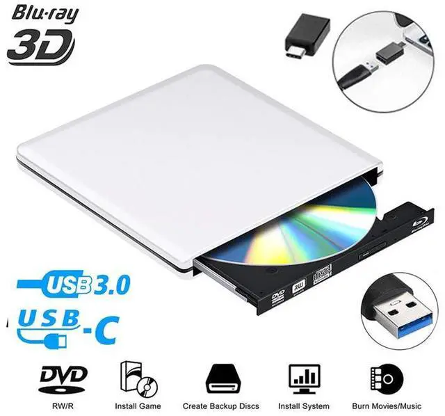 Main image of WRIARICH Latest USB 3.0/USB-C Ultra Slim Portable DVD Rewriter Burner,External DVD Drive Optical Drive CD+/-RW DVD +/-RW Superdrive for Apple Mac MacBook Pro and Laptop , Silver