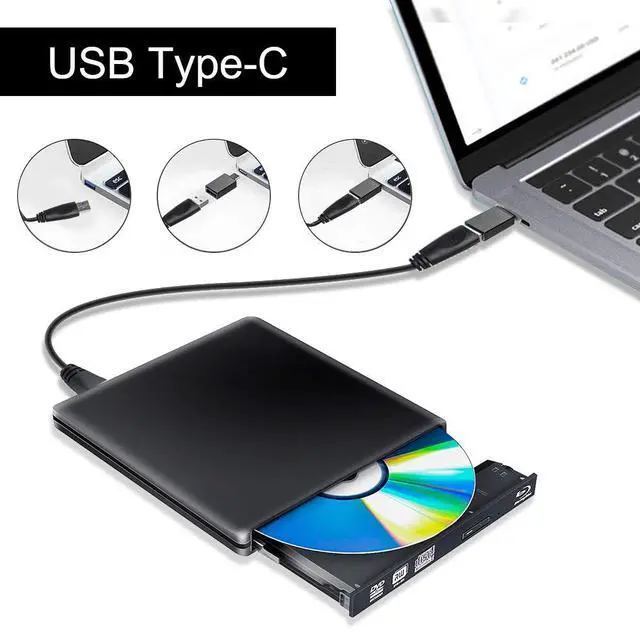 Alt view image 2 of 7 - WRIARICH External USB 3.0/Type-C 6X Blu-ray Player Blu-ray Combo Drive DVD cd Burner Drive Compatible for New iMac MacBook pro OS and Windows 7 8 10 PC (Black)