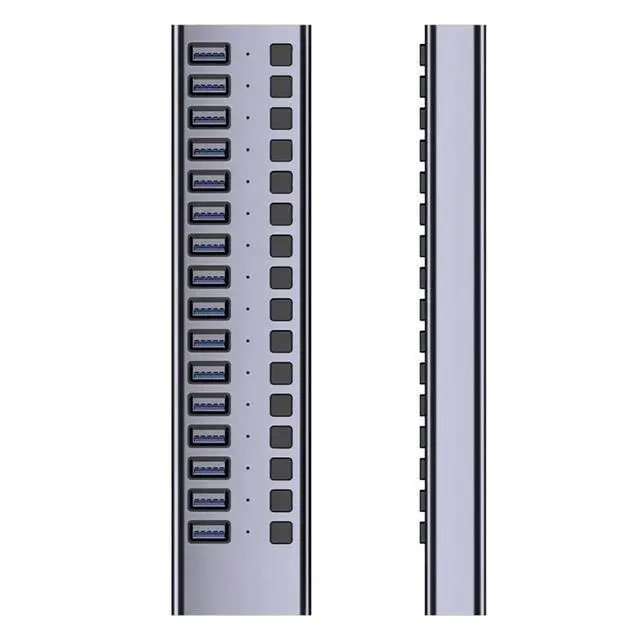 Main image of WRIARICH USB 3.0 Hub, 16 Port Powered USB Hub Expander Aluminum USB 3.0 Data Port hub with Universal 12V/7.5A Adapter and Individual On/Off Switches USB Splitter for Laptop and PC