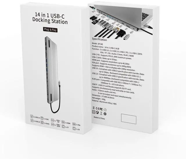 Main image of USB C Docking Station Dual Monitor,Laptop Docking Station Multiple Monitors HDMI Adapter,USB C to VGA, HDMI,DP,5 USB, Ethernet,PD,SD/TF, Audio Port Docking Stations for HP/Dell/Lenovo/Surface Laptop