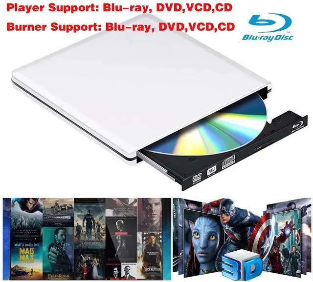 Alt view image 2 of 7 - WRIARICH Aluminum External DVD Blu-Ray Burner Drive, USB 3.0 Type-C CD DVD +/-RW Optical Drive USB C Burner Slim CD/DVD ROM Rewriter Writer Reader Portable for PC Laptop Desktop MacBook Mac Silver