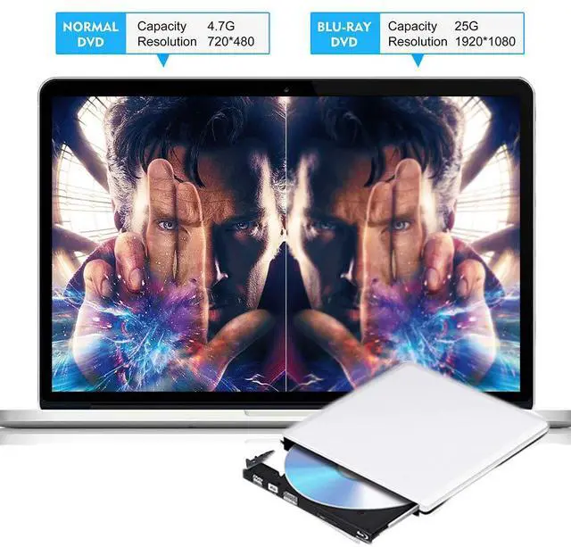 Alt view image 7 of 7 - WRIARICH Aluminum External DVD Blu-Ray Burner Drive, USB 3.0 Type-C CD DVD +/-RW Optical Drive USB C Burner Slim CD/DVD ROM Rewriter Writer Reader Portable for PC Laptop Desktop MacBook Mac Silver