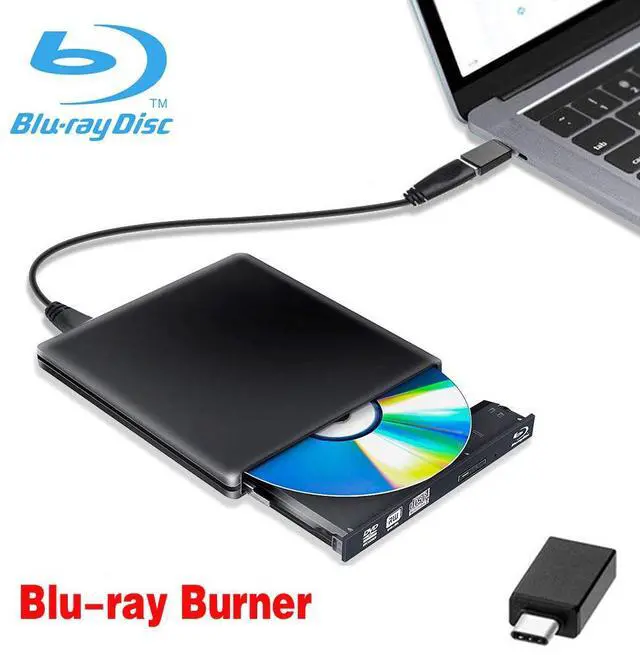 Main image of WRIARICH Aluminum External Blu-Ray Burner Player Drive ,USB 3.0&Type-C Portable CD DVD +/-RW Drive DVD/CD ROM Rewriter Burner Writer Compatible with Laptop Desktop PC Windows Mac Pro MacBook Black