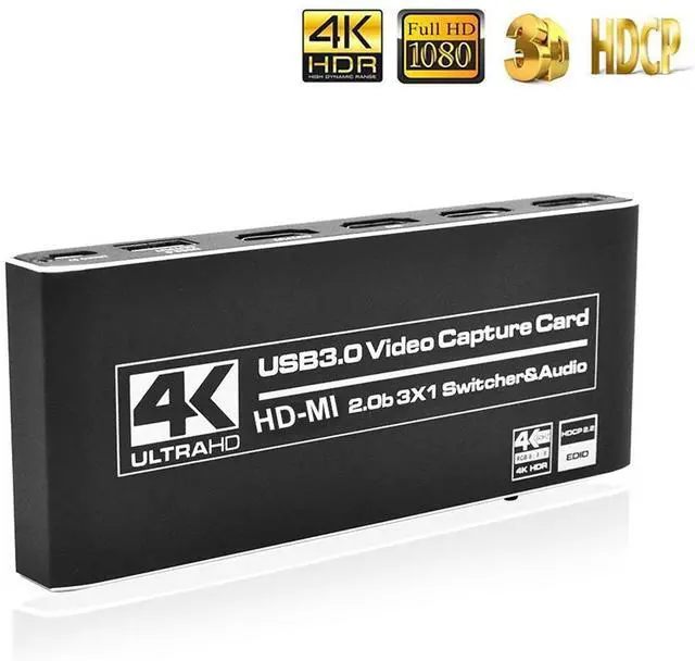 Main image of WRIARICH 3X1 Audio Video Capture Card with Mic & Audio 4K@60Hz HDMI Loop-Out, 4K 60fps Video Recorder for Gaming/Live Streaming/Video Conference, Works for Nintendo Switch/PS4/OBS/Camera/ PC