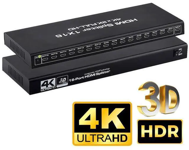 Main image of WRIARICH HDMI Splitter 1 in 16 Out 4K @ 30Hz 1x16 Powered HDMI Splitter Duplicate Mirror Supports 4K 3D Full HD 1080P for Xbox, PS16 PS16 Fire Stick Blu Ray Apple TV HDTV (1 Source to 16 Displays)
