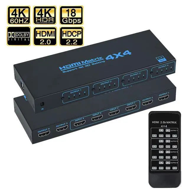 Main image of WRIARICH 4K@30Hz HDMI Matrix Switch Splitter 4 in 4 Out with Remote, 4x4 HDMI Splitter Switcher 4K, Support 4K@30Hz 3D 10.2Gbps, HDMI 1.4, 1080P@60Hz, 3D, YUV 4:2:0 for PS4,Xbox,Fire Stick,etc