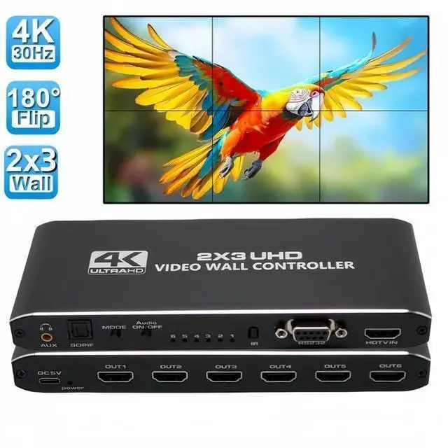 Main image of 2x3 HDMI Video Wall Controller, 1080P@60Hz HDMI TV Wall Processor, 4K HDMI Video Image Processor with RS232,Support 14 Display Modes:1x1, 1x2, 1x3, 1x4, 1x5,1x6, 2x1, 2x2, 2x3, 3x1, 3x2, 4x1,5x1, 6x1