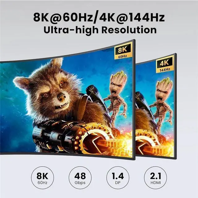 Alt view image 5 of 7 - WRIARICH HDMI Displayport KVM Switch 2 Monitors 2 Computers 8K@60Hz 4K@120Hz Dual Monitor USB 3.0 KVM Switches for 4 USB Devices, Wired Extension Button,12V DC Adapter and 2 USB 3.0 Cables