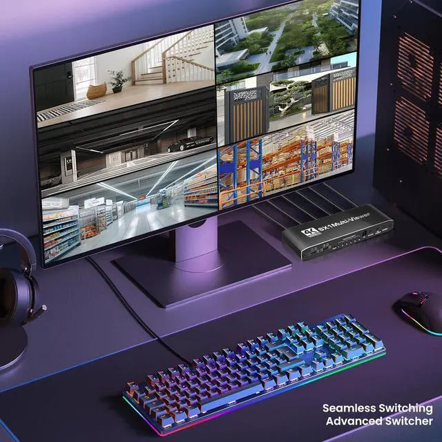 Alt view image 4 of 7 - WRIARICH HDMI Multiviewer 6x1 6 Port Multi-Picture Seamless Switch 6 Input 1 Output Split Screen TV, Support 4K@30HZ 1080P60HZ Applicable to Display Multiple Signal Sources on The Same Monitor