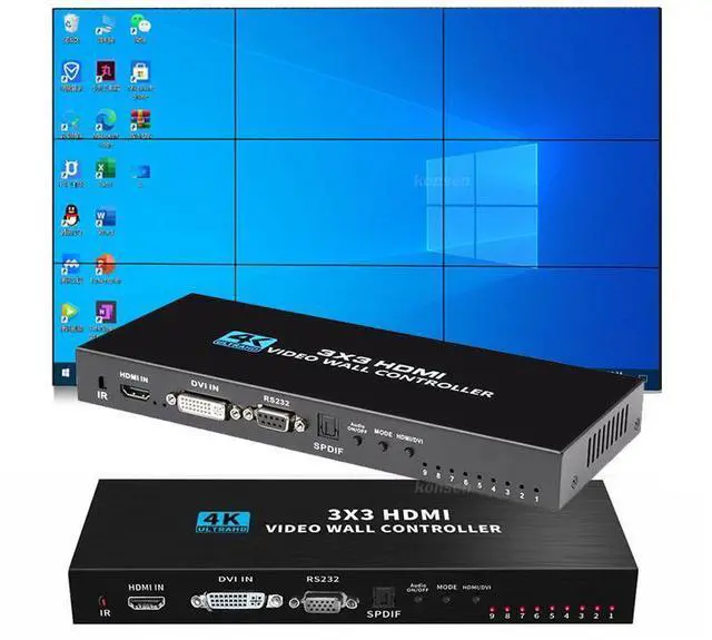 Main image of WRIARICH Video Wall Controller 3x3, Support 1080P@60Hz HDMI Output and Input for 9 TV Splicing Display & 13 Display Modes -1x1,1x2, 1x3, 1x4, 2x1, 2x2, 2x3, 2x4, 3x1, 3x2, 3x3, 4x1, 4x2