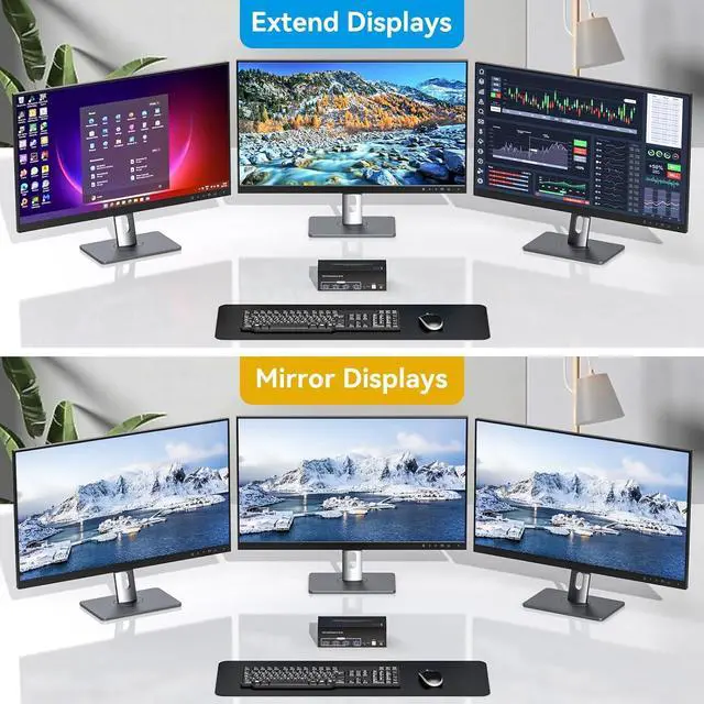 Alt view image 3 of 7 - WRIARICH 3port Displayport Triple Monitor KVM Switch 3 Monitors 2 Computers 8K@60Hz USB 3.0 DP KVM Switches for 2 PC or Laptops Share 1 Set of Keyboard Mouse Printer and Scanner