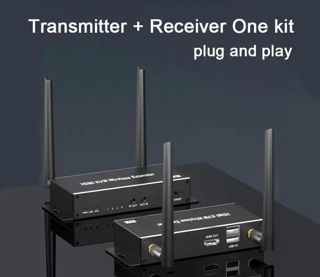 Main image of WRIARICH Wireless HDMI Transmitter and Receiver 1080P with KVM & IR Remote Control, 5.8G HDMI Extender 656FT with Loop Output for DSLR, Netflix, Laptop, Church, Home, Office (OZD9D10)