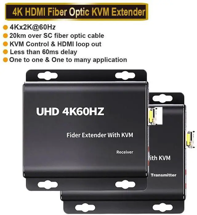 Main image of WRIARICH HDMI Extender Over LC Fiber Optic HDMI Extension Adapter 4K@60Hz Full HD Uncompressed Transmission up to 20km Over Singlemode Fiber, Support All System - Transmitter and Receiver