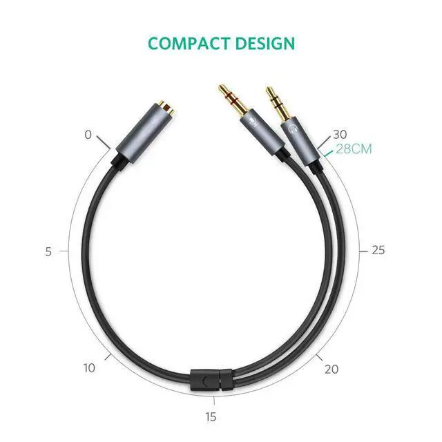 Alt view image 2 of 7 - WRIARICH (2 Pack) 3.5mm 4 Pin Female to 2x3.5mm 3 Pin Male Headphone Converter Head Audio Splitter Y Adapter Cable, 0.3M 1FT (Rose Pink)
