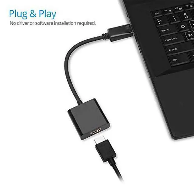 Alt view image 5 of 7 - WRIARICH DisplayPort to HDMI, Display Port to HDMI Adapter 1080P Gold Plated (Male to Female) for DisplayPort Enabled Desktops and Laptops to HDMI Converter Connect Displays, Black