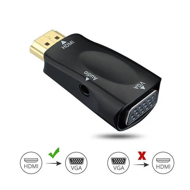 Alt view image 2 of 7 - WRIARICH HDMI to VGA Converter Adapter with 3.5mm Audio Port For PC Laptop TV Box Computer Display Projector and Other HDMI Input Devices - Black