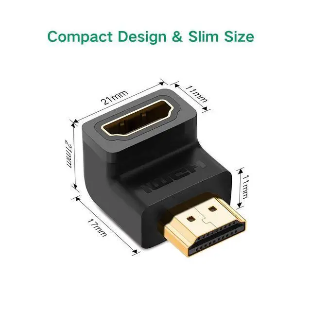 Alt view image 2 of 7 - WRIARICH Male to Female Right Angle 90 Degree Male to Female 4K Converter Extender -- Gold Plated - for TV Stick, Roku Stick, Chromecast, Xbox, PS4, PS3, Nintendo Switch