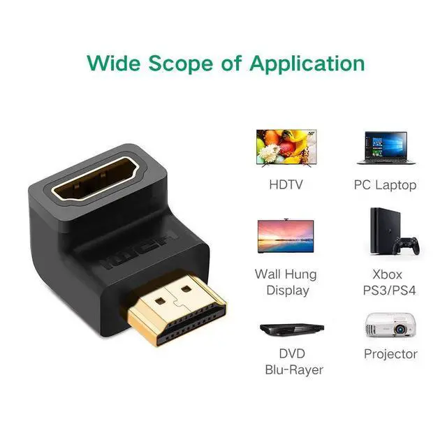 Alt view image 4 of 7 - WRIARICH Male to Female Right Angle 90 Degree Male to Female 4K Converter Extender -- Gold Plated - for TV Stick, Roku Stick, Chromecast, Xbox, PS4, PS3, Nintendo Switch