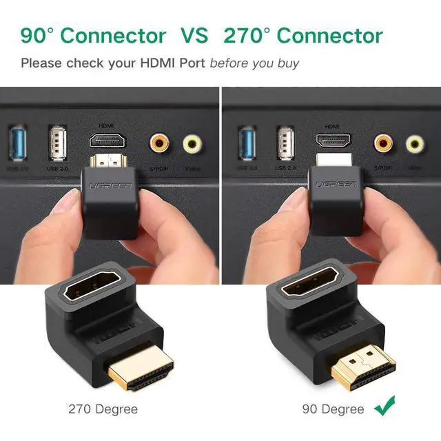 Alt view image 7 of 7 - WRIARICH Male to Female Right Angle 90 Degree Male to Female 4K Converter Extender -- Gold Plated - for TV Stick, Roku Stick, Chromecast, Xbox, PS4, PS3, Nintendo Switch